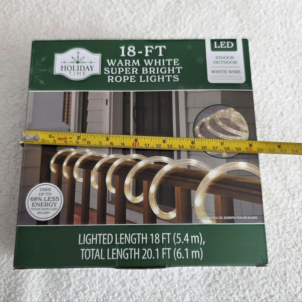 New LED ROPE Garland 18' Tape Christmas Holiday Lights - WARM WHITE super bright